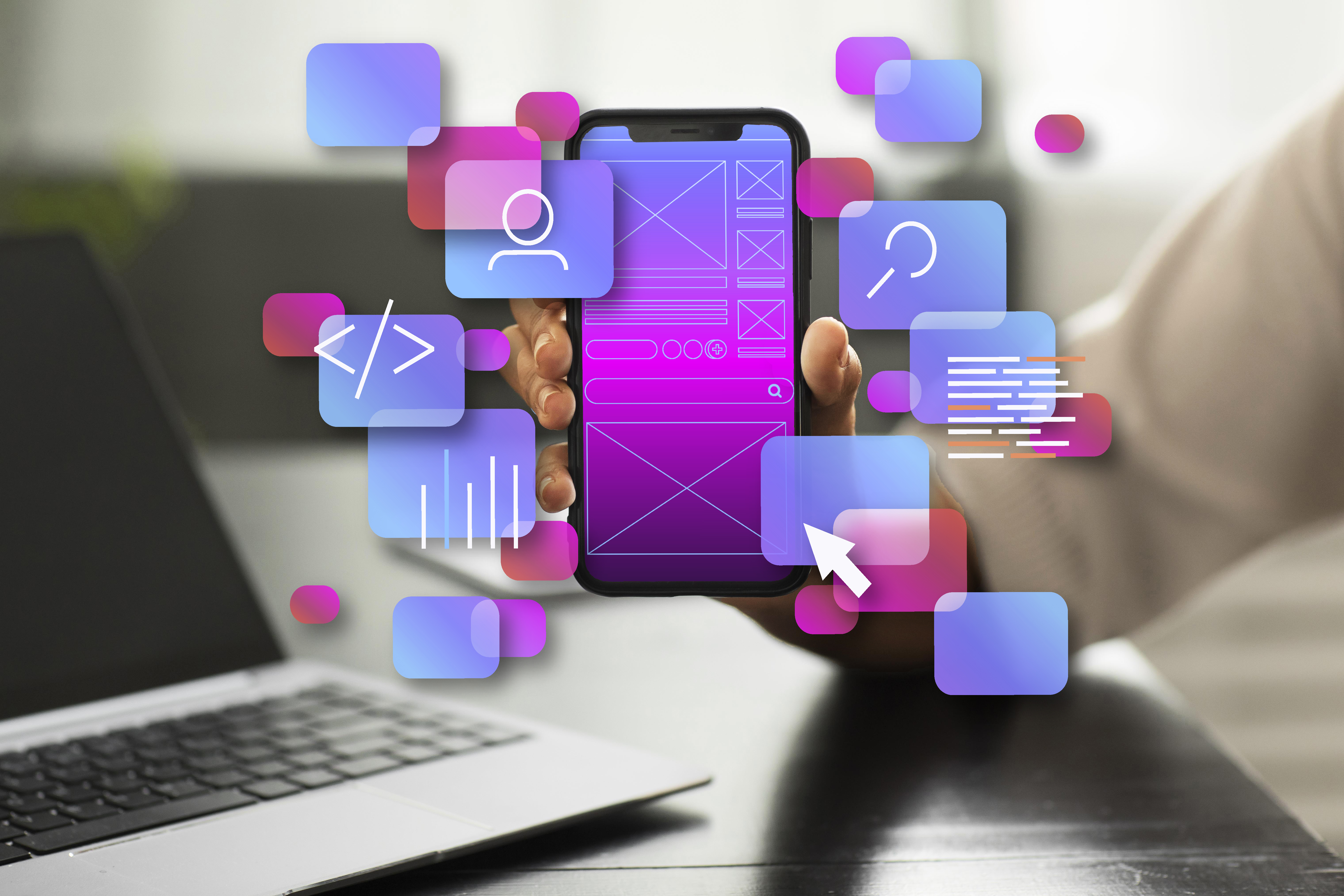 Apps Development Concept Image - mobile devices displaying apps