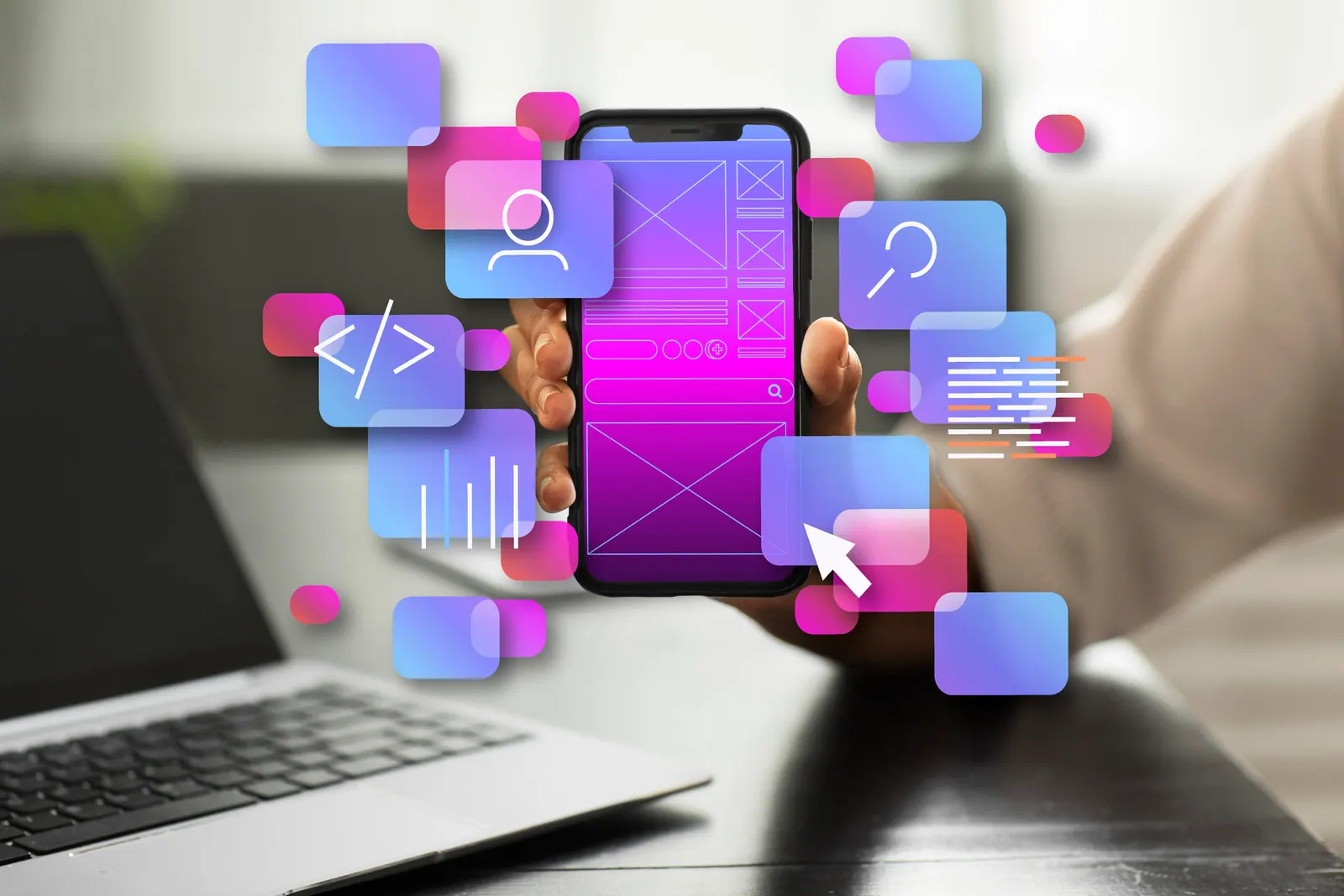Apps Development Concept Image - mobile devices displaying apps